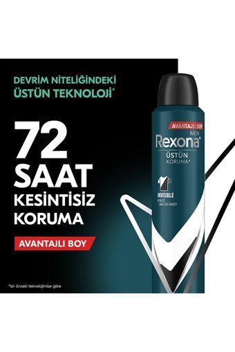 Rexona Üstün Koruma Invisible Black&White Pudrasız Ter Önleyici Antiperspirant Sprey Erkek Deodorant 2x200 ml