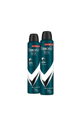 Rexona Üstün Koruma Invisible Black&White Pudrasız Ter Önleyici Antiperspirant Sprey Erkek Deodorant 2x200 ml