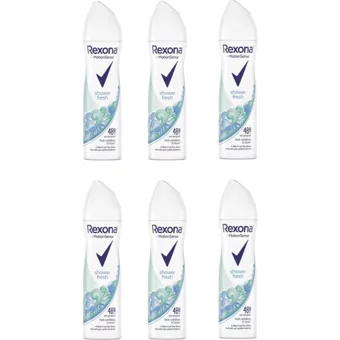 Rexona Shower Fresh Pudrasız Ter Önleyici Antiperspirant Sprey Kadın Deodorant 6x150 ml