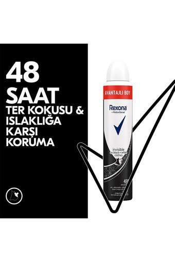 Rexona Invisible On Black+White Clothes Pudrasız Ter Önleyici Antiperspirant Sprey Kadın Deodorant 3x200 ml