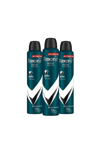 Rexona Invisible Black & White Pudrasız Ter Önleyici Antiperspirant Sprey Erkek Deodorant 3x200 ml