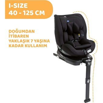 Leva Store Seat3 Fit Emniyet Kemerli 360 Derece Dönen 9-21 kg Yatabilen Yükseklik Ayarlı Çift Yönlü Oto Koltuğu Siyah
