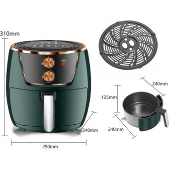 Eco Life Airfryer 6 lt Tek Hazneli Izgara Yapan Led Ekranlı Sıcak Hava Fritözü Açık Yeşil