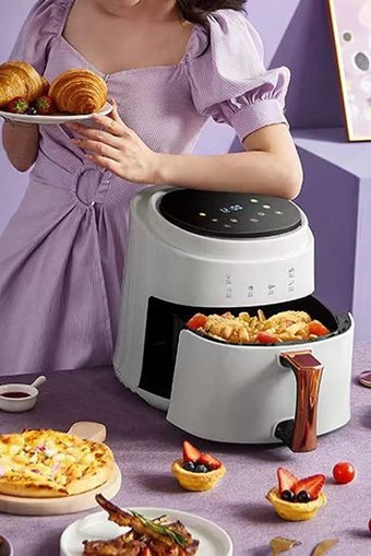 Robo H King Airfryer 8 lt Tek Hazneli Led Ekranlı Yağsız Sıcak Hava Fritözü Beyaz