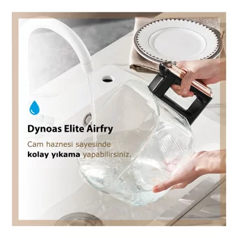 Dynoas Elite Airfryer 5.5 lt Tek Hazneli Led Ekranlı Yağsız Sıcak Hava Fritözü Beyaz