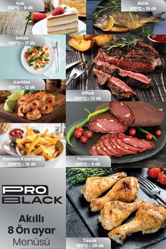 Problack P600 Airfryer 5.7 lt Tek Hazneli Led Ekranlı Yağsız Sıcak Hava Fritözü Siyah