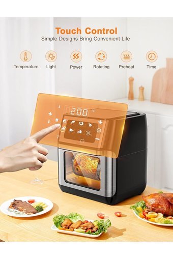 Innsky Airfryer 10 lt Tek Hazneli Izgara Yapan Led Ekranlı Sıcak Hava Fritözü Gri