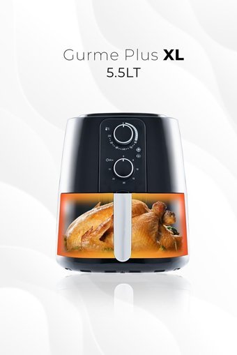 İly Acr Gurme Plus Xl Airfryer 5.5 lt Tek Hazneli Izgara Yapan Led Ekranlı Yağsız Sıcak Hava Fritözü Siyah