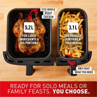 Tefal Easy Fry & Grill Airfryer 8.3 lt İki Hazneli Led Ekranlı Yağsız Sıcak Hava Fritözü Gri