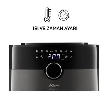 Arzum AR2074-B Airfryer 6 lt Tek Hazneli Led Ekranlı Sıcak Hava Fritözü Siyah