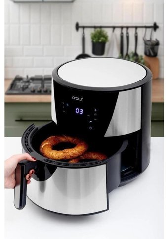 Arow OdeTTa TR-3955 Airfryer 8 lt Tek Hazneli Led Ekranlı Yağsız Fritöz Gri