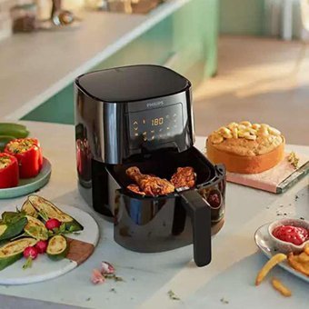 Philips HD9252/90 Essential Airfryer 4.1 lt Tek Hazneli Izgara Yapan Led Ekranlı Yağsız Sıcak Hava Fritözü Siyah