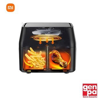 Xiaomi Smartmi Cook Master Duo Airfryer 9.6 lt İki Hazneli Izgara Yapan Led Ekranlı Yağsız Sıcak Hava Fritözü Siyah