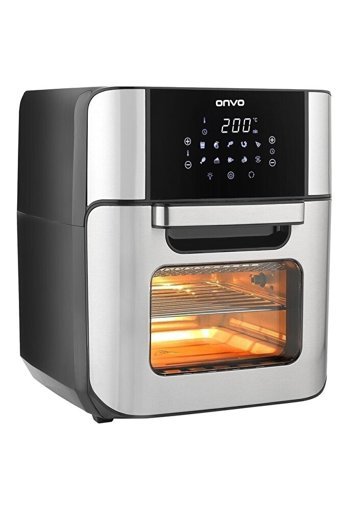 Onvo Ovfry09 Airfryer 12 lt Tek Hazneli Izgara Yapan Led Ekranlı Yağsız Sıcak Hava Fritözü İnox