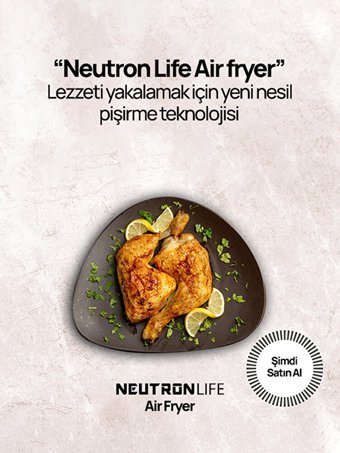 Neutron Smart Airfryer 5.5 lt Tek Hazneli Izgara Yapan Led Ekranlı Yağsız Sıcak Hava Fritözü Siyah