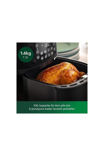 Philips Airfryer 7.2 lt Tek Hazneli Izgara Yapan Led Ekranlı Yağsız Sıcak Hava Fritözü Siyah