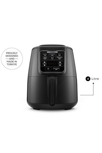 Karaca Air Pro Cook Köz Xl Airfryer 4 lt Tek Hazneli Izgara Yapan Led Ekranlı Sıcak Hava Fritözü Siyah