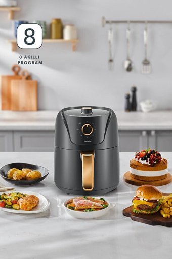 Homend 2505H Airfryer 4.3 lt Tek Hazneli Yağsız Sıcak Hava Fritözü Siyah