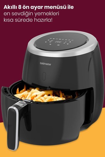 Goldmaster Ulltracook Airfryer 6.4 lt Tek Hazneli Led Ekranlı Yağsız Sıcak Hava Fritözü Siyah