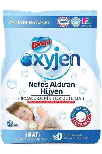 Bingo Oksijen Hipoalerjenik Yasemin ve Beyaz Çay Renkliler ve Beyazlar İçin 198 Yıkama Toz Deterjan 6x5 kg