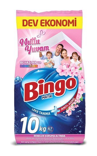 Bingo Matik Konsantre Renkliler ve Beyazlar İçin 67 Yıkama Toz Deterjan 10 kg