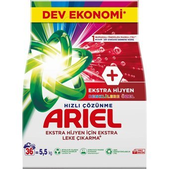 Ariel Extra Hijyen Renkliler İçin 36 Yıkama Toz Deterjan 5.5 kg