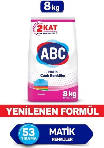 ABC Matik Renkliler İçin 53 Yıkama Toz Deterjan 8 kg