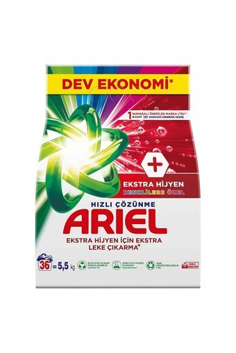 Ariel Oxi Hızlı Çözünme Renkliler İçin 36 Yıkama Toz Deterjan 5.5 kg