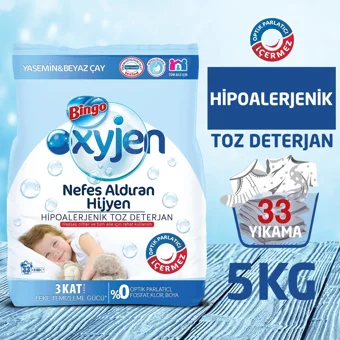 Bingo Renkliler ve Beyazlar İçin 33 Yıkama Toz Deterjan 5 kg