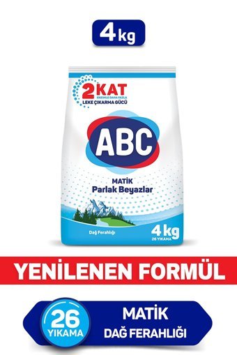 Abc Matik Dağ Ferahlığı Beyazlar İçin 26 Yıkama Toz Deterjan 4 kg