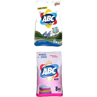 Abc Matik Dağ Ferahlığı Renkliler ve Beyazlar İçin 106 Yıkama Toz Deterjan 2x8 kg