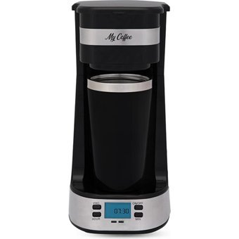 My Coffee Touch Mc-107 Zaman Ayarlı Paslanmaz Çelik Filtreli Bardaklı 0.45 L Hazne Kapasiteli 1 Fincan Mini 750 W Siyah Filtre Kahve Makinesi