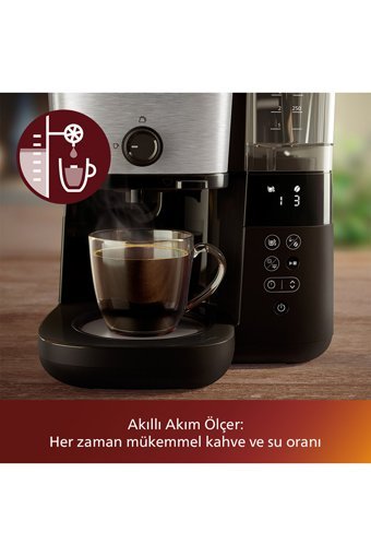 Philips HD7888/01 All-in-One Brew Zaman Ayarlı Paslanmaz Çelik Filtreli Karaf 1.25 L Hazne Kapasiteli 10 Fincan Akıllı 1000 W Siyah Filtre Kahve Makinesi