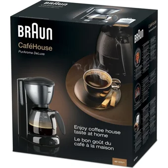 Braun KF570 CaféHouse PureAroma Deluxe Plastik Filtreli Karaf 1.25 L Hazne Kapasiteli 10 Fincan 1100 W Siyah Filtre Kahve Makinesi