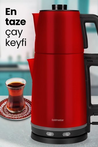 Karaca Glass Tea XL 2 in 1 Cam Demlikli 1900 W Işıklı Cam Gövdeli Ocean Wave Çay Makinesi