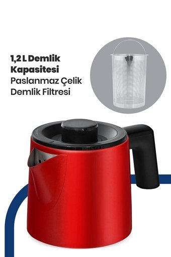 İnova Çelik Demlikli 1800 W Çelik Gövdeli İnox Çay Makinesi