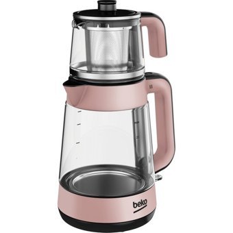 Beko 5964 R Floral Cam Demlikli 1900 W Işıklı Cam Gövdeli Pembe Çay Makinesi