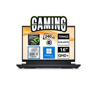 Dell G16 G76302401024H05 Harici GeForce RTX 4070 Intel Core i9 64 GB Ram DDR5 1 TB SSD 16 inç QHD+ Windows 11 Home Laptop