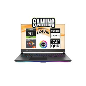 Asus Rog Strix Scar 17 G733PZ-LL062A3 Harici GeForce RTX 4080 AMD Ryzen 9 64 GB Ram DDR5 512 GB SSD 17.3 inç QHD FreeDos Gaming Notebook Laptop