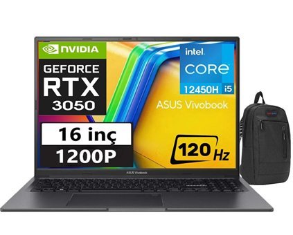 Asus Vivobook 16X K3605ZC-N1012W11 Harici GeForce RTX 3050 Intel Core i5 40 GB Ram DDR4 1 TB SSD 16 inç Full HD + FreeDos Laptop