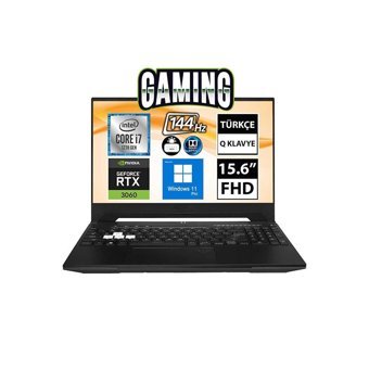 Asus TUF DASH F15 FX517ZM-HN073A9 Harici GeForce RTX 3060 Intel Core i7 32 GB Ram DDR4 1 TB SSD 15.6 inç Full HD Windows 11 Pro Gaming Notebook Laptop