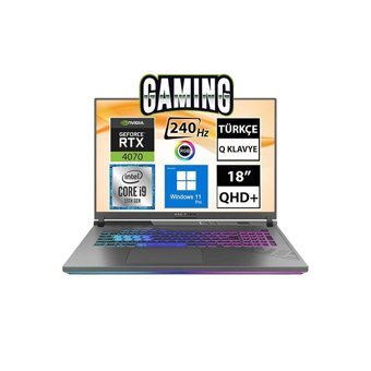 Asus Rog Strix G18 G814JI-N6141A12 Harici GeForce RTX 4070 Intel Core i9 32 GB Ram DDR5 1 TB SSD 18 inç QHD+ Windows 11 Pro Gaming Notebook Laptop