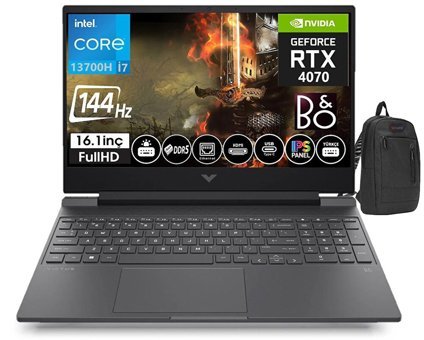 HP Victus 16-R0008NT 77P633EA08 Harici GeForce RTX 4070 Intel Core i7 16 GB Ram DDR5 1 TB SSD 16.1 inç Full HD FreeDos Gaming Notebook Laptop