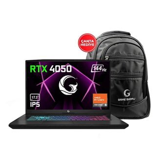 GAME GARAJ Slayer R5XL-4050 C1 Harici GeForce RTX 4050 AMD Ryzen 5 16 GB Ram DDR5 500 GB SSD 17.3 inç Full HD FreeDos Gaming Notebook Laptop