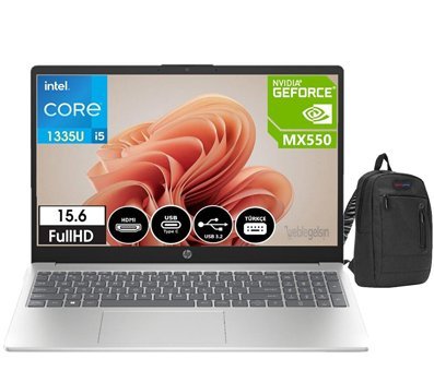 HP Laptop 15-FD0016NT 8898J7EA33 Harici GeForce MX 550 Intel Core i5 8 GB Ram DDR4 256 GB SSD 15.6 inç Full HD Windows 11 Pro Laptop