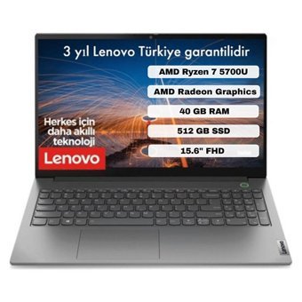 Lenovo ThinkBook 15 G3 21A40037TX40 Dahili AMD Radeon Graphics AMD Ryzen 7 40 GB Ram DDR4 512 GB SSD 15.6 inç Full HD FreeDos Laptop