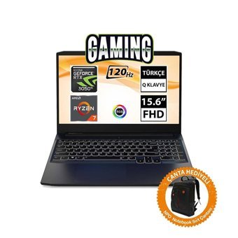 Lenovo IdeaPad Gaming 3 82K2023DTX07 GeForce RTX 3050 Ti AMD Ryzen 7 32 GB Ram DDR4 512 GB + 1 TB SSD 15.6 inç Full HD FreeDos Gaming Notebook Laptop