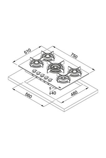 Franke FHCR 905 4g Tc He Bk Siyah Cam 5 Gözlü Gazlı Ankastre Ocak