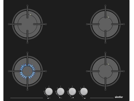 Simfer 3653 Siyah Cam 4 Gözlü Gazlı Ankastre Ocak