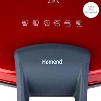 Homend 1331H 4 Dilim Granit Çıkarılabilir Plaka 1800 W Izgara Kırmızı Tost Makinesi